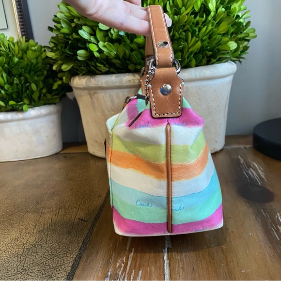 Coach Y2K Watercolor Multicolored Stripe Minibag Pouchette - Picture 6 of 12